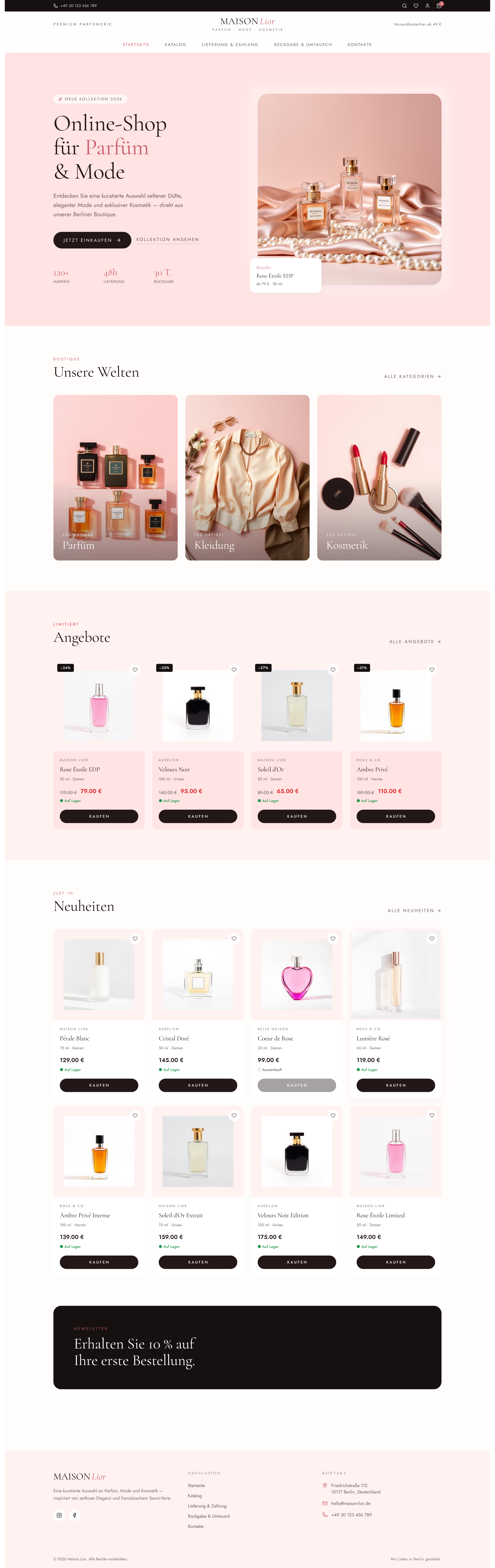 Online-Shop für Parfüm & Mode — Desktop